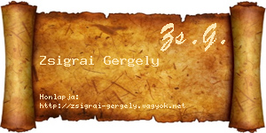 Zsigrai Gergely névjegykártya